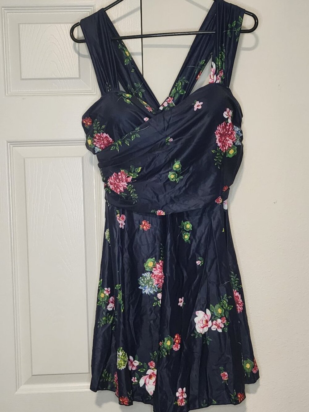 Cocopear Navy Floral Swim Dress Skater Style Size 3XL NWT